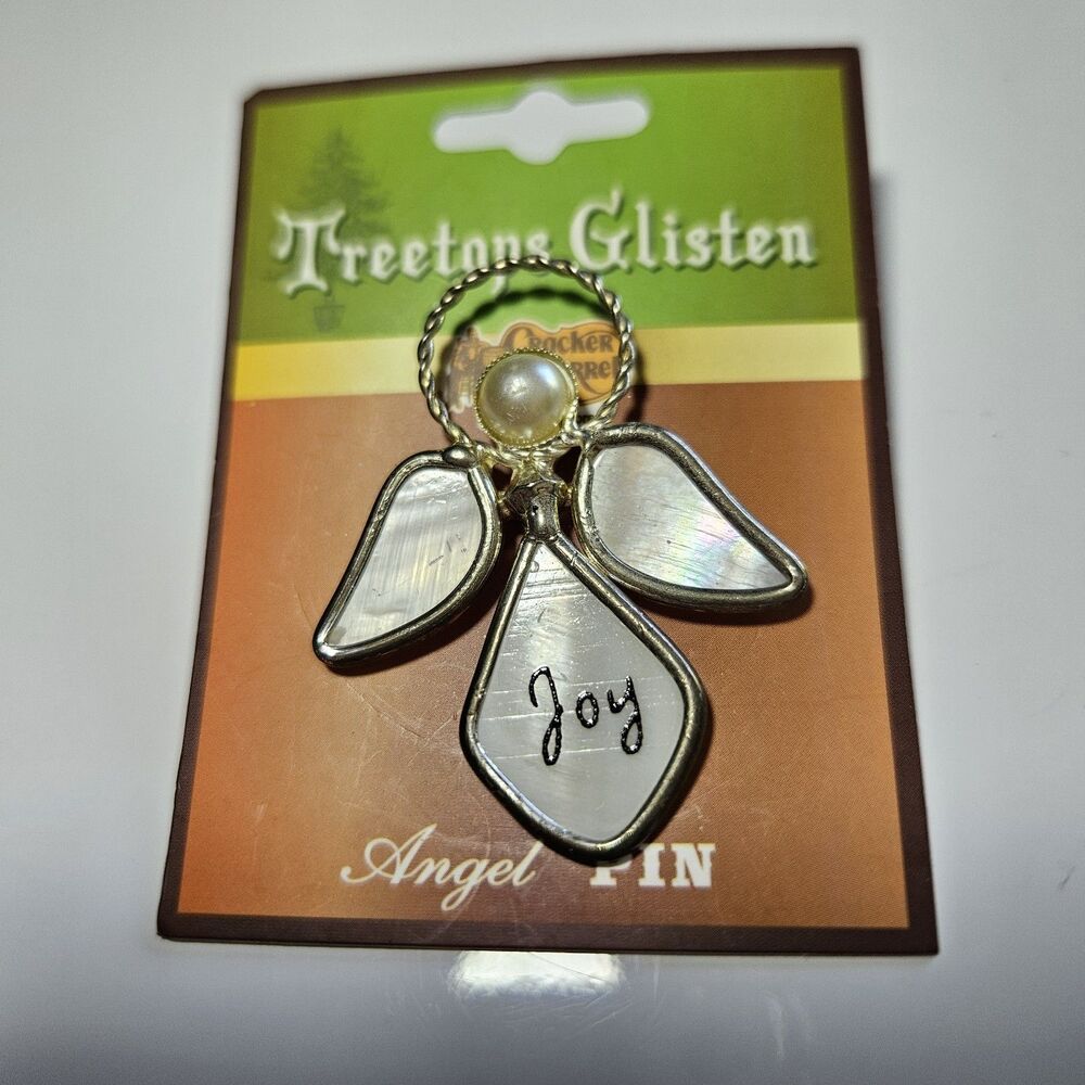 Treetops Glisten Cracker Barrel Siver Tone Joy Angel Pin